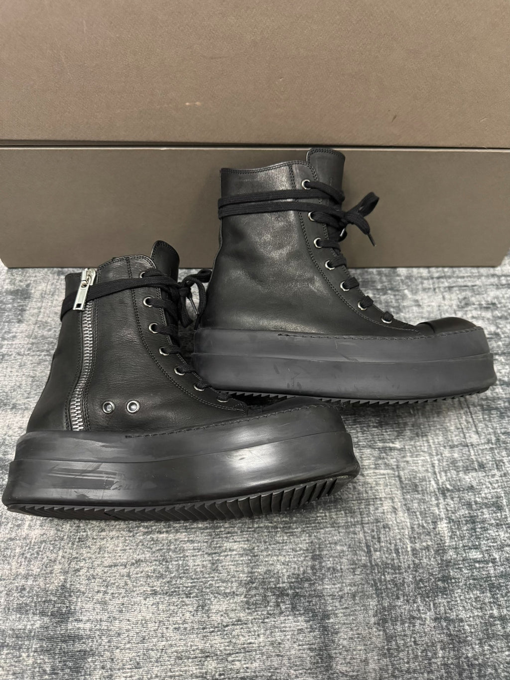Rick Owens Black High-Top Sneakers