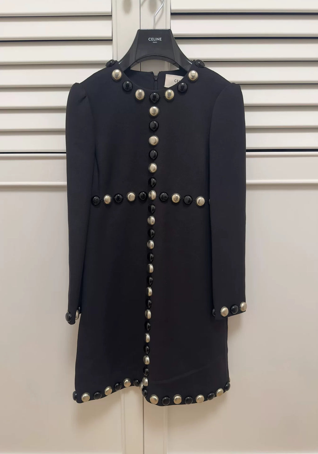 Celine 19SS Black Wool Long Sleeve Dress