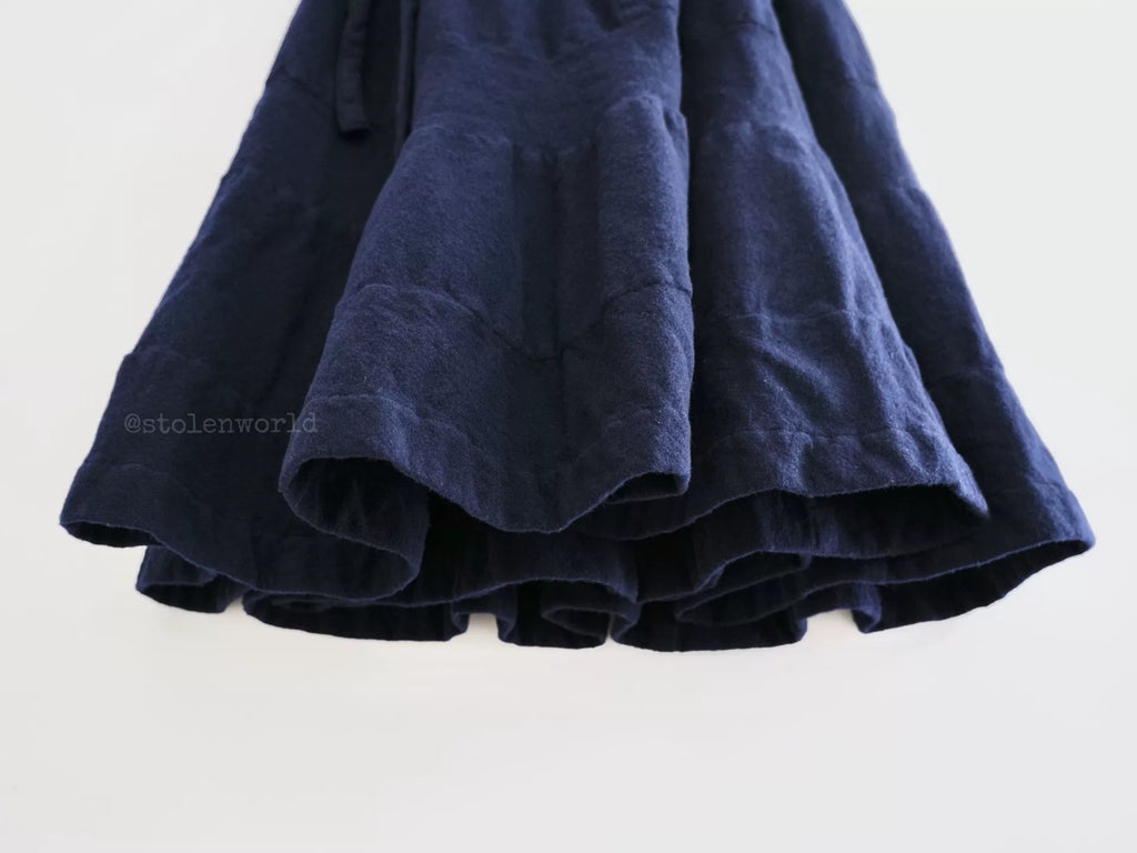 Comme Des Garcons Shrunken Tie-Detail Tiered Navy Skirt - Devines