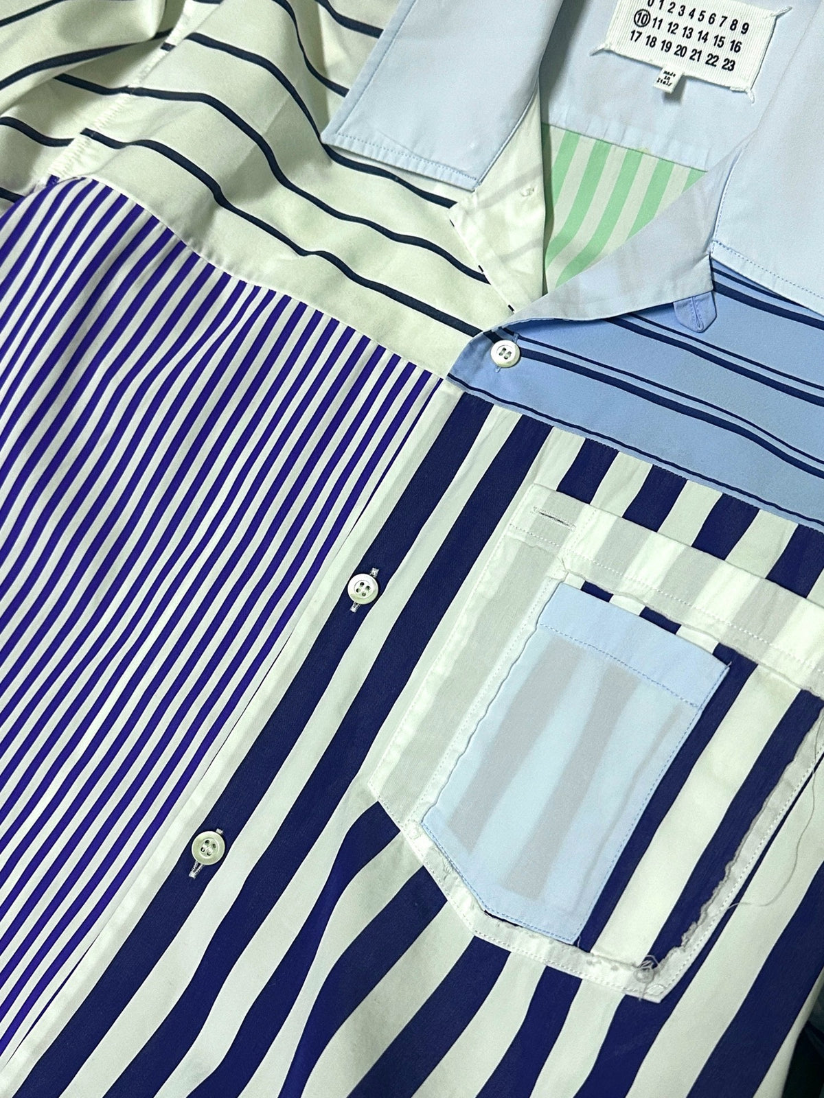 Maison Margiela Cuban Collar Striped Shirt