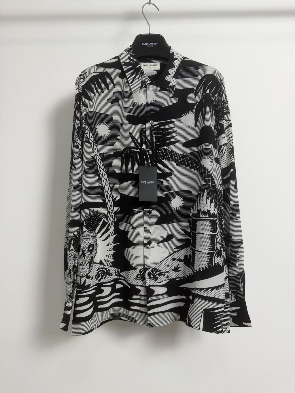 Saint Laurent Paris SS14 Pina Skullada Silk Beach Shirt