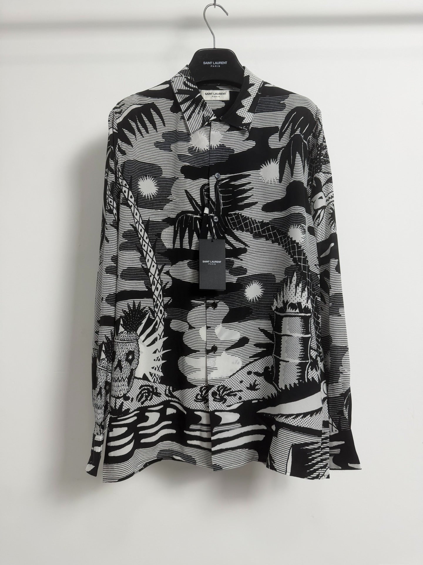 Saint Laurent Paris SS14 Pina Skullada Silk Beach Shirt