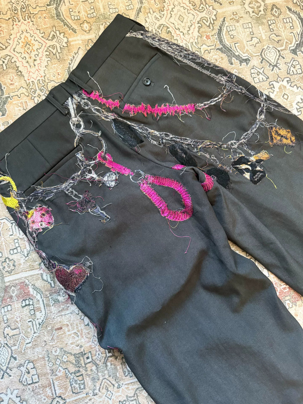 Doublet 25FW Limited Edition Black Chain Embroidered Trousers