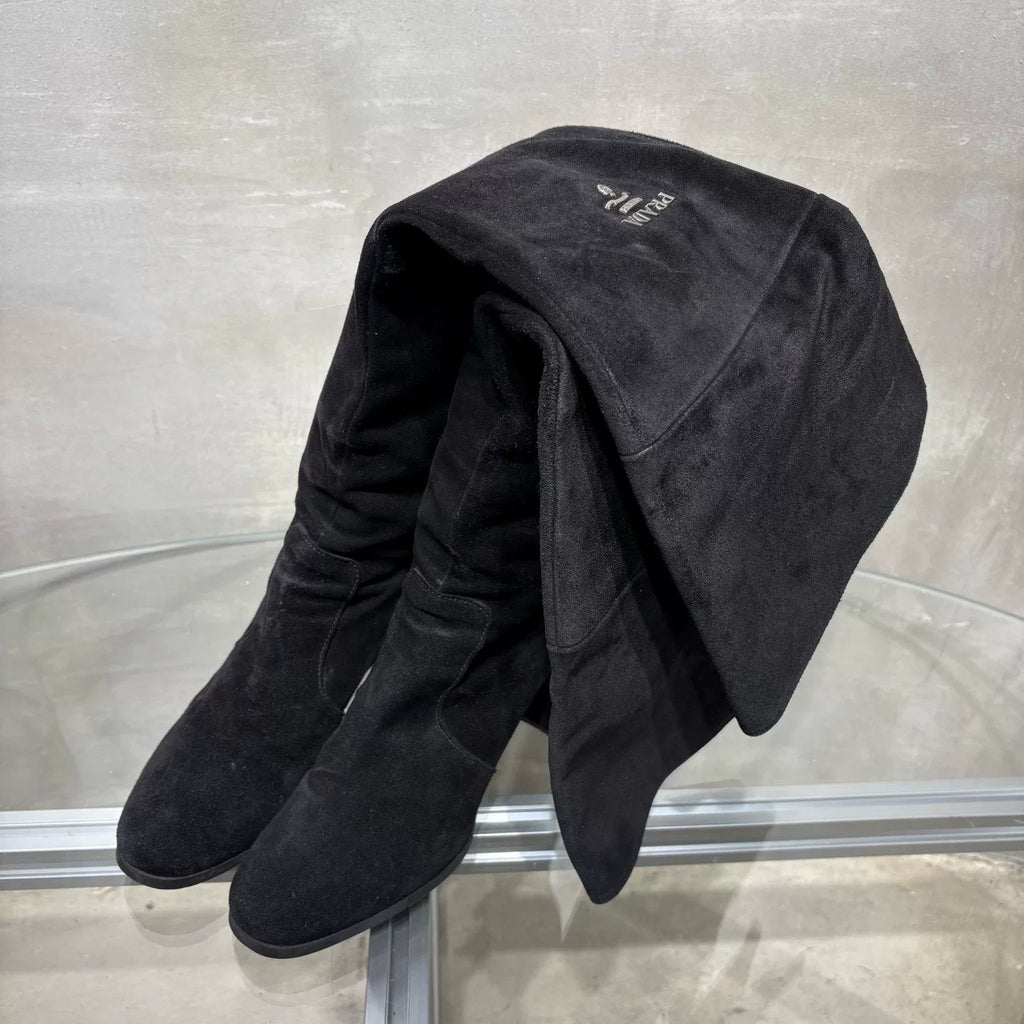 Prada black high-heel long boots