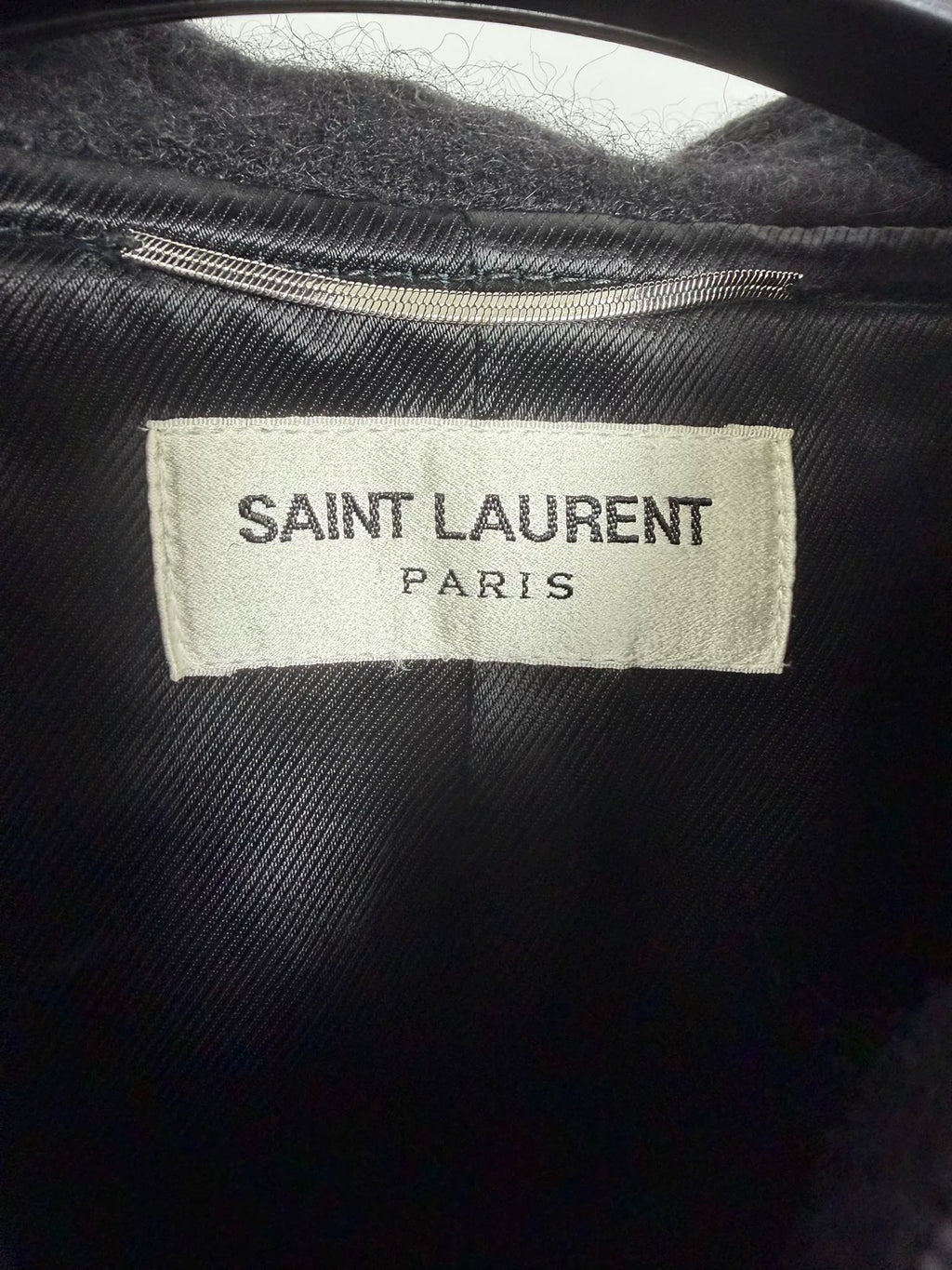 Saint Laurent Slp18fw Coat Black Alpaca Wool Fringe Hooded Jacket