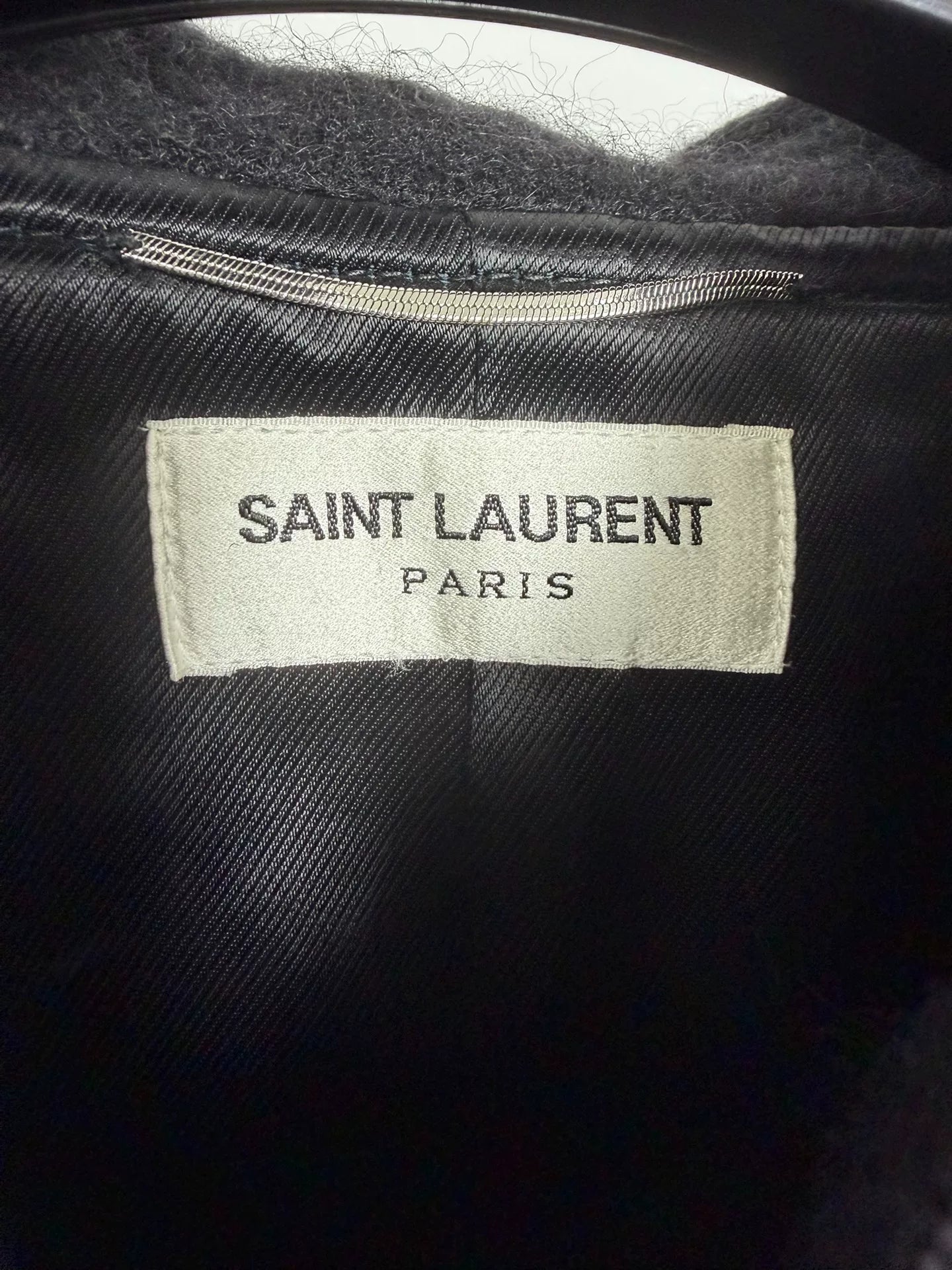 Saint Laurent Slp18fw Coat Black Alpaca Wool Fringe Hooded Jacket