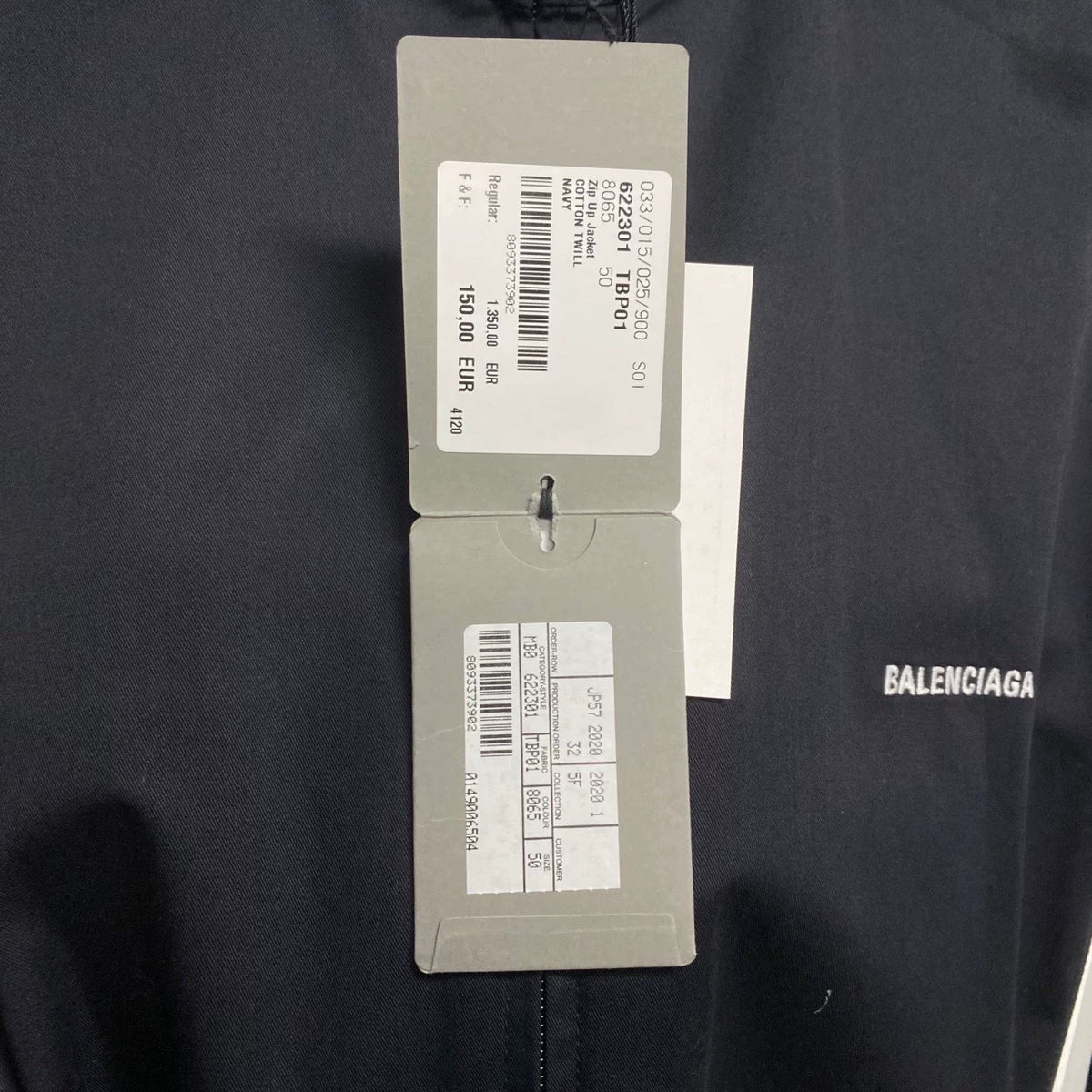 Balenciaga Black White Embroidered Logo Jacket