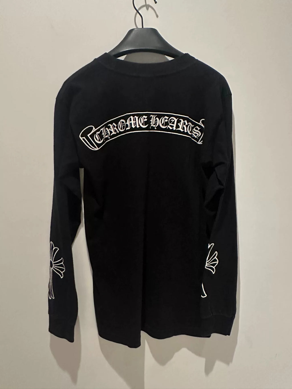 Chrome Hearts Black Horseshoe Scroll Cross Long Sleeve Top
