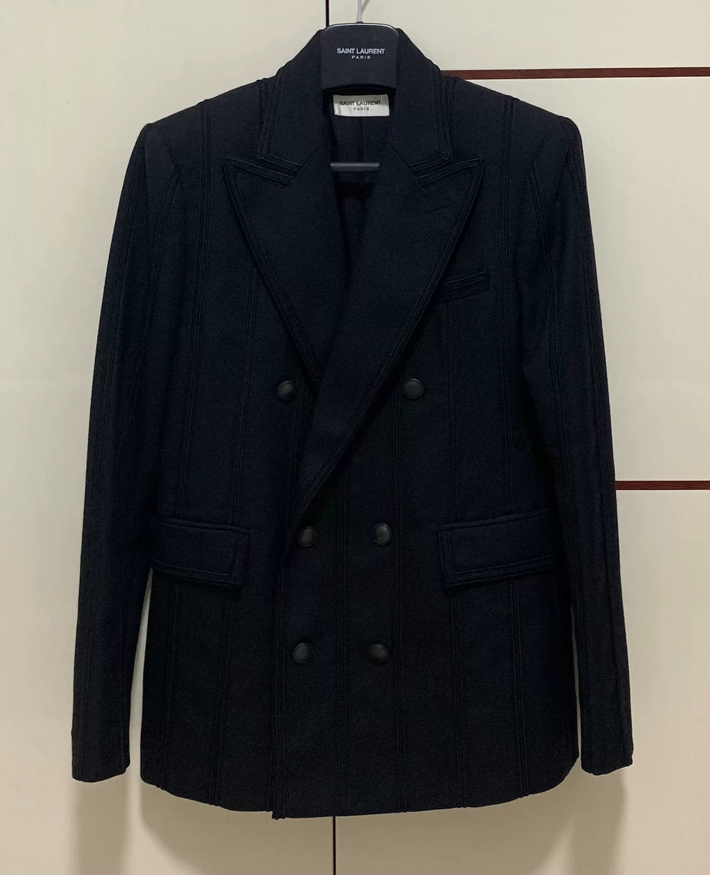 Saint Laurent 19SS Runway Black Striped Double-Breasted Suit