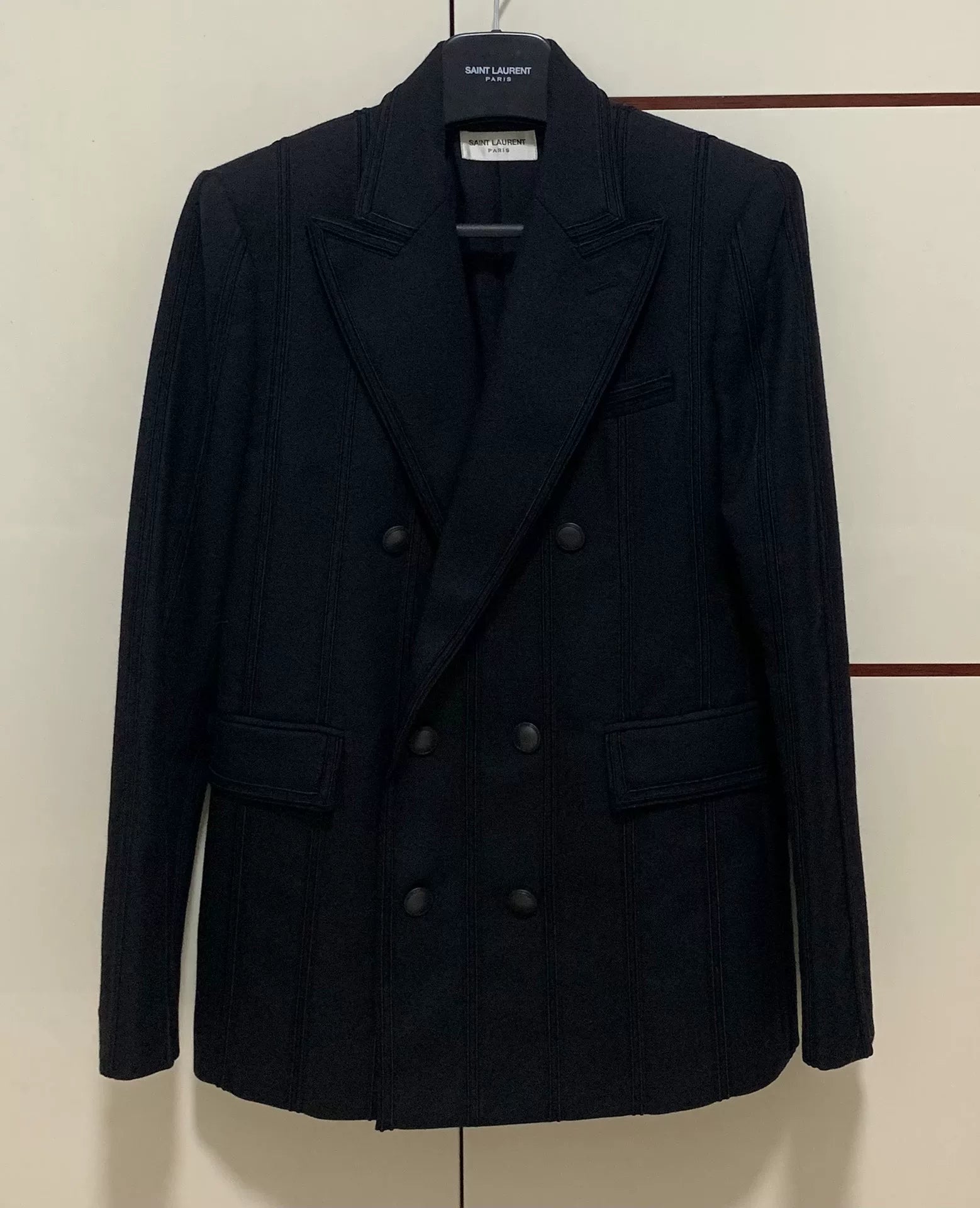 Saint Laurent 19SS Runway Black Striped Double-Breasted Suit