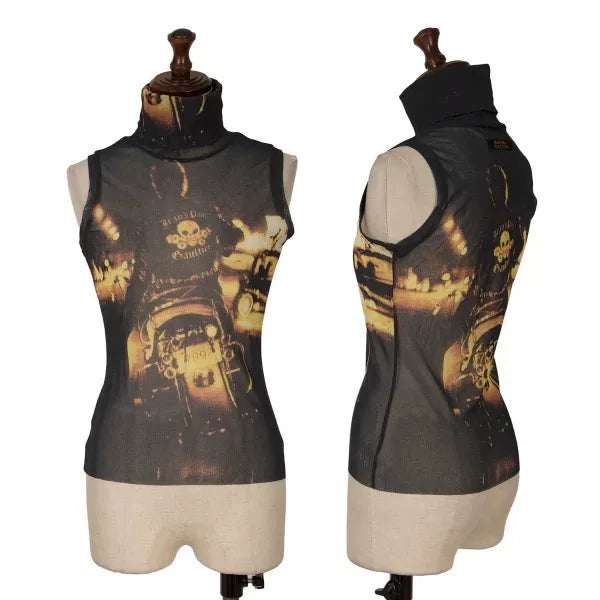 Jean Paul Gaultier Vintage Black Mesh Motorcycle Top