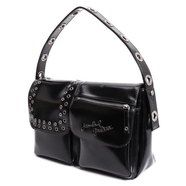 Jean Paul Gaultier Black leather rivet‑decorated under‑arm bag