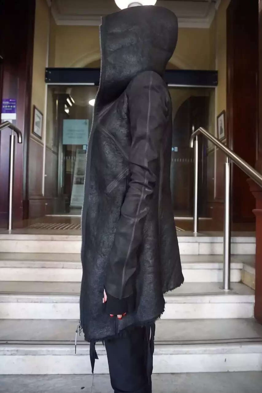 Isaac Sellam Black Hooded Lambskin Coat
