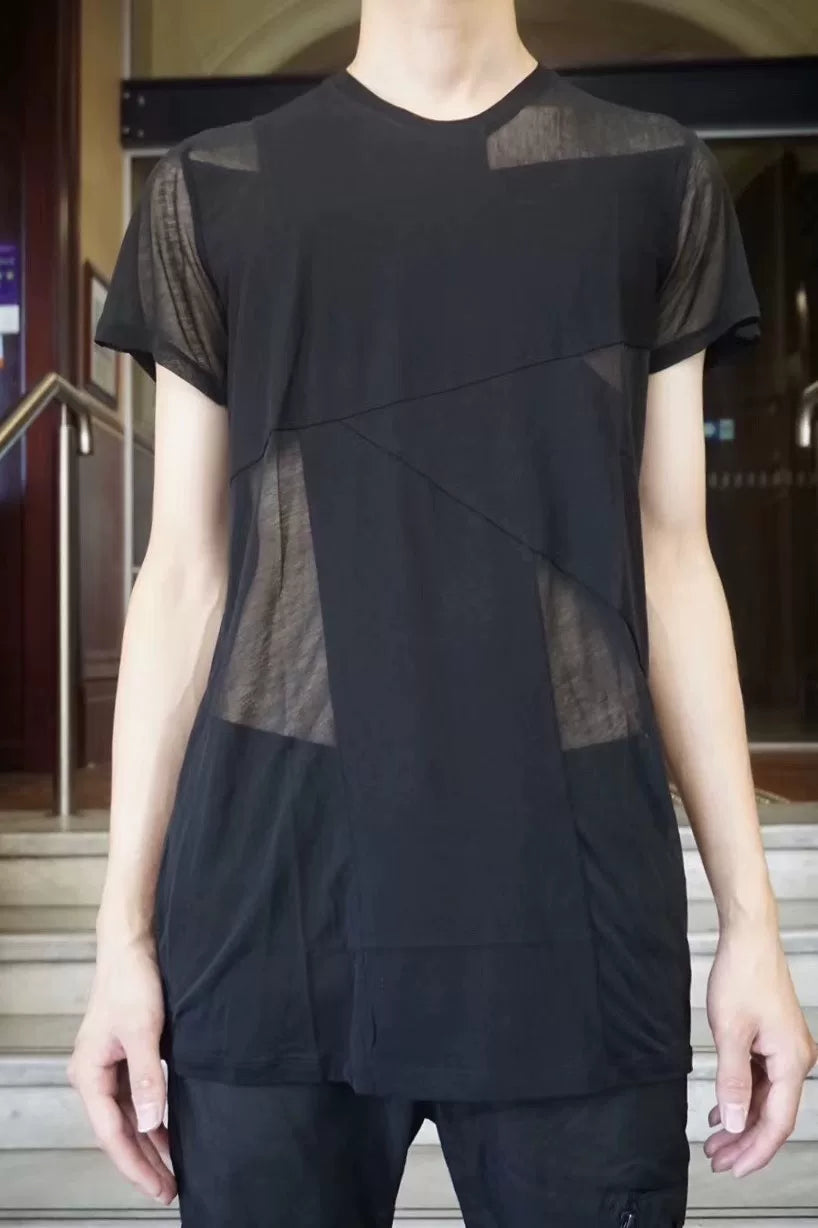 Julius FW17 Black Fabric Splice Cotton Top