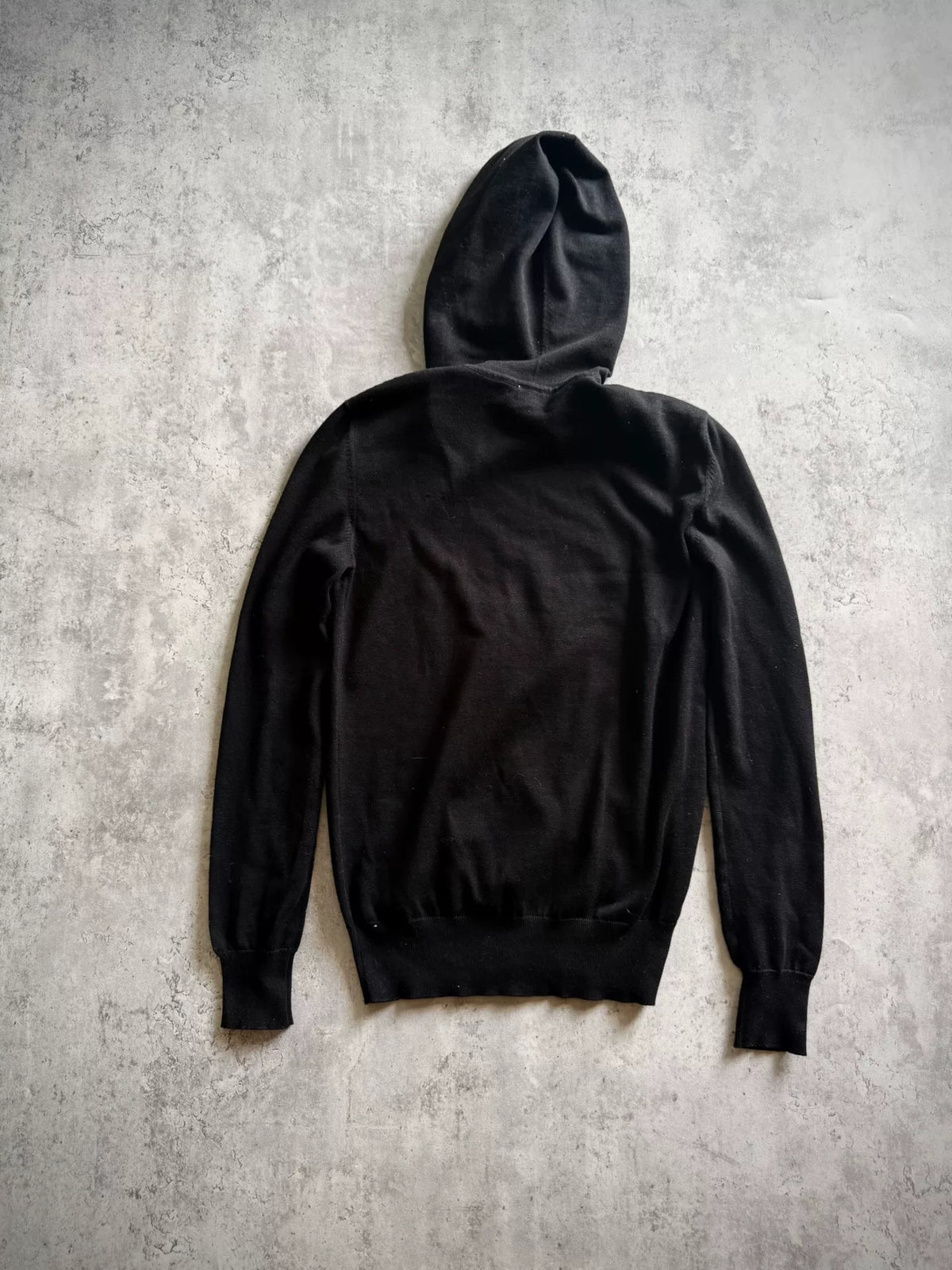 Saint Laurent 18SS Black Wool Lightning Slogan Studded Hoodie by Anthony Vaccarello