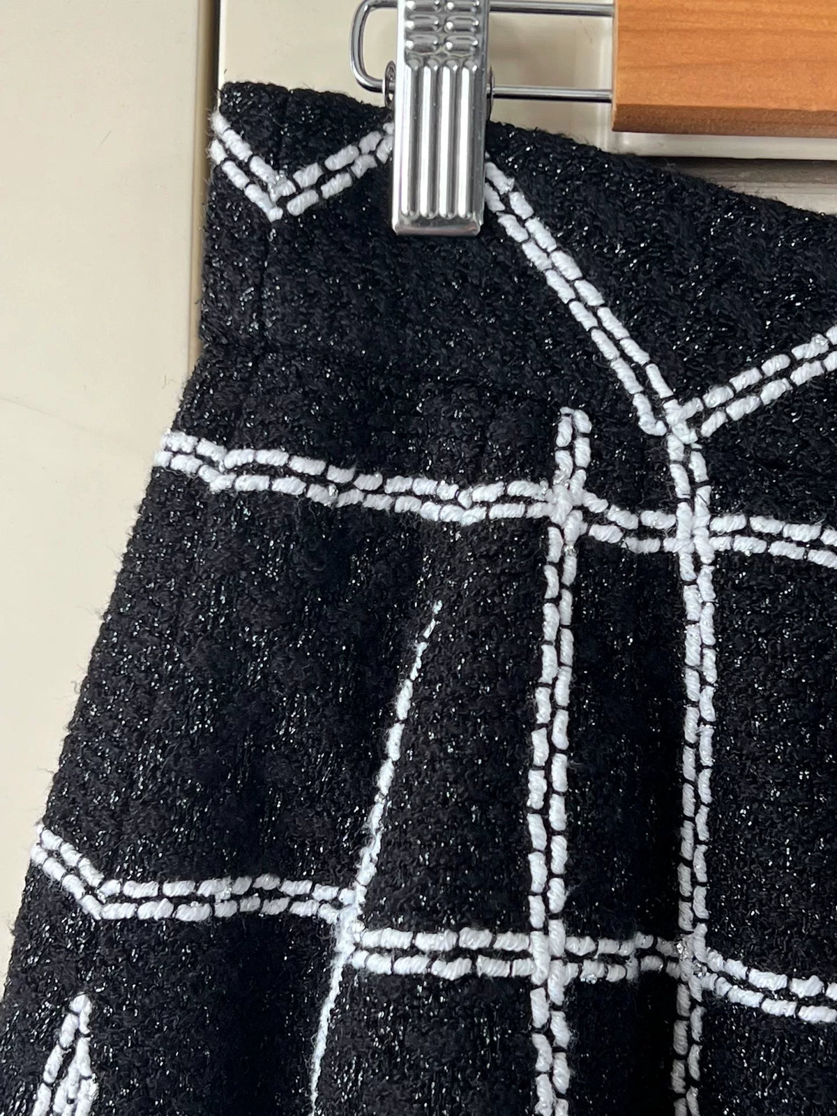 CHANEL Black and White Check Skirt