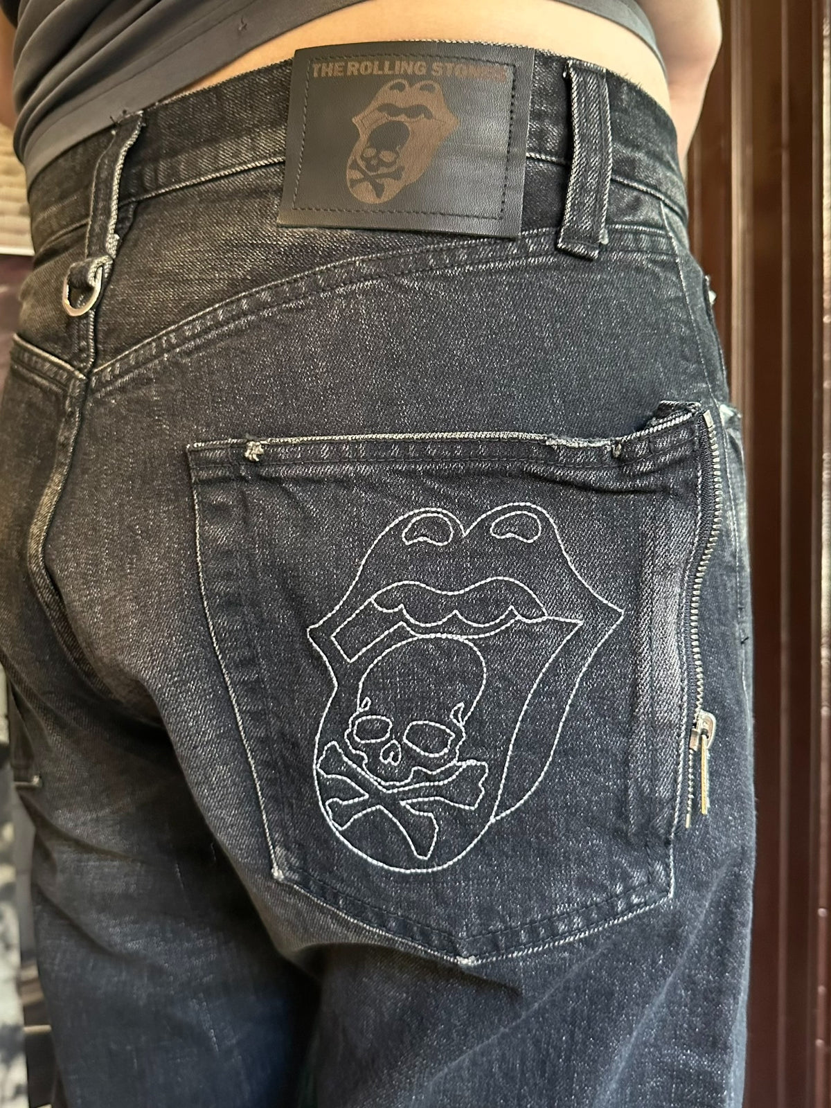 mastermind Japan × Theater8 Rolling Stone Black Washed Cotton Spandex Jeans