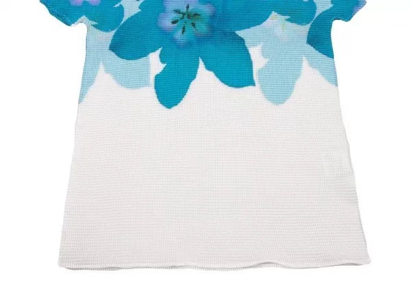 Issey Miyake Floral Pleated Short-Sleeve Top