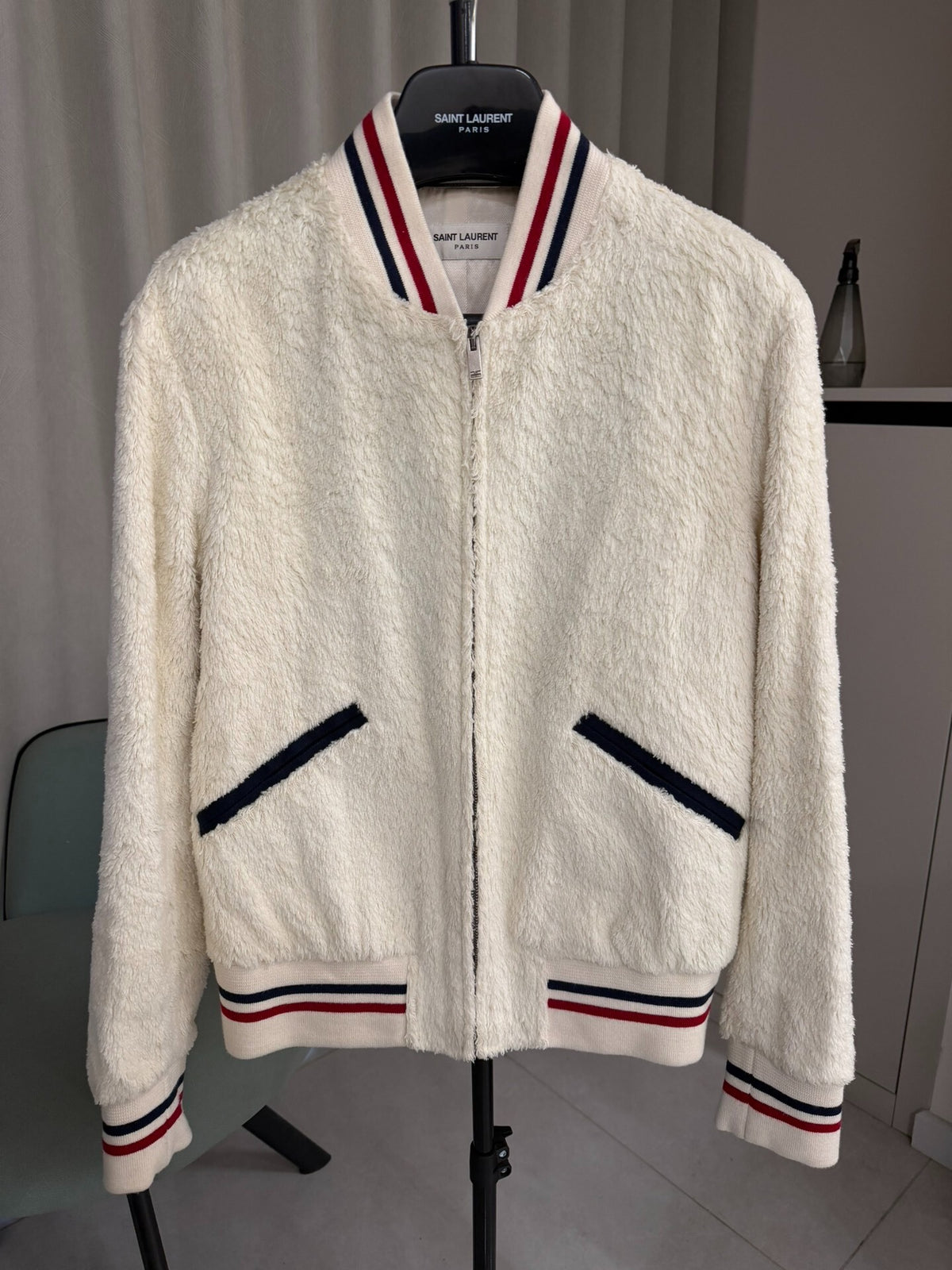 Saint Laurent FW18 Teddy Fur Baseball Jacket