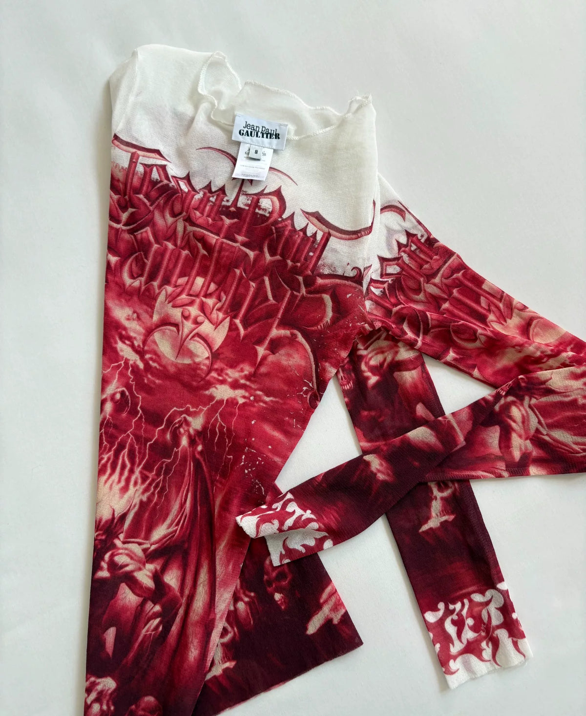 Jean Paul Gaultier Devil Skull Print Mesh Dress