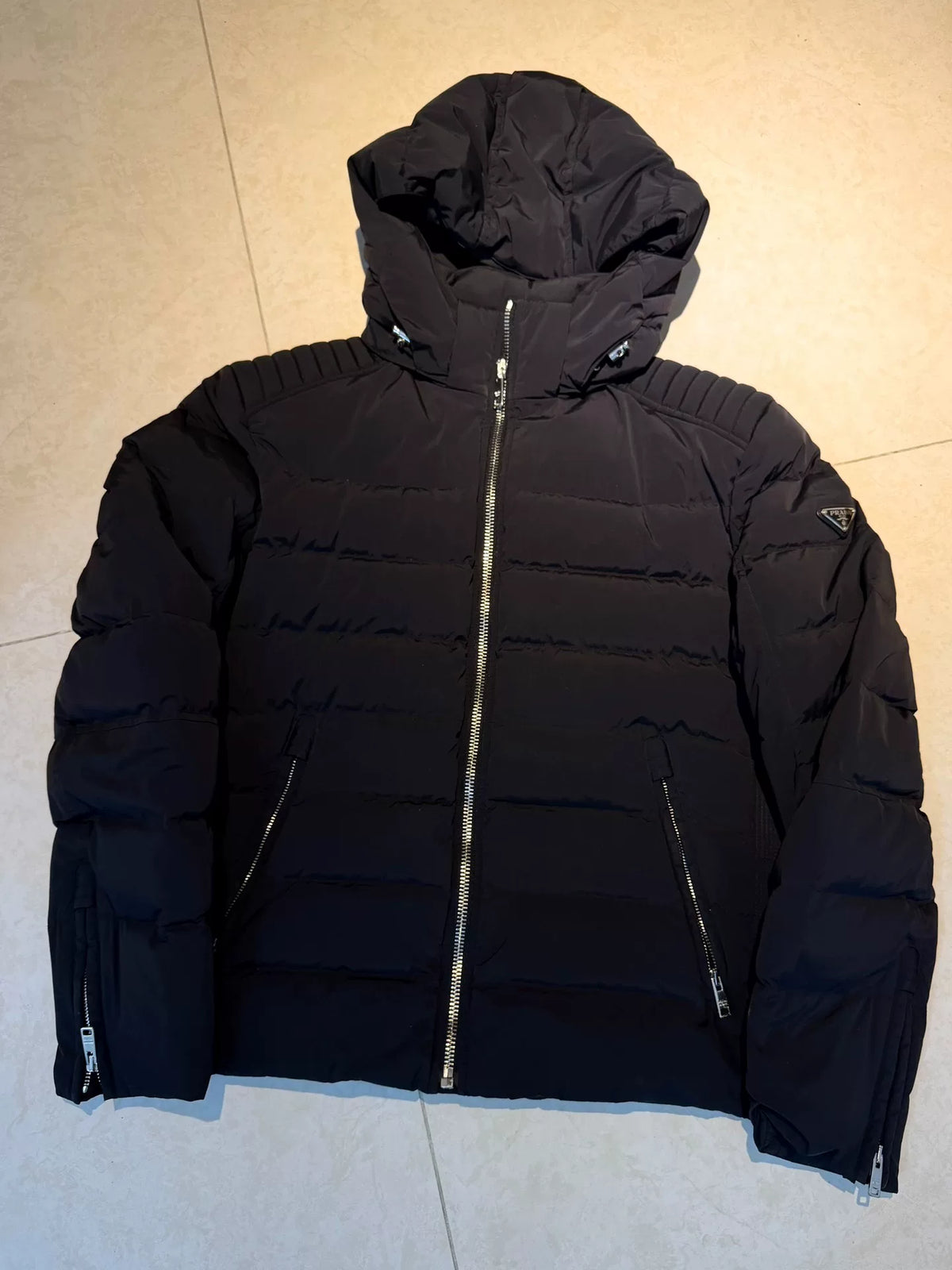 Prada Triangle Logo Reversible Hooded Nylon Jacket