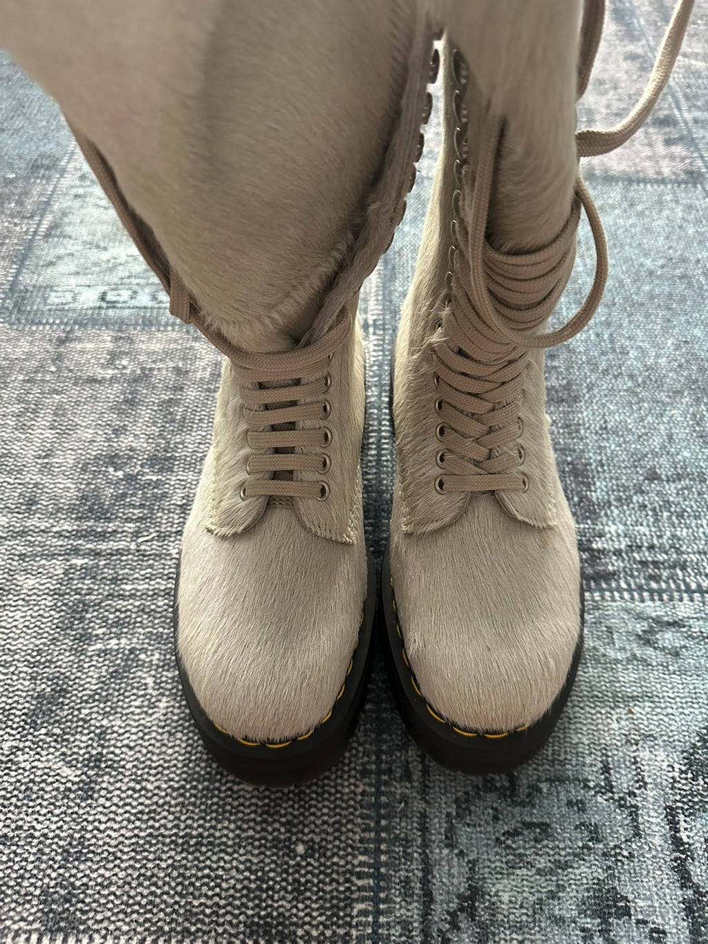 Rick Owens x Dr. Martens collaboration horsehair riding boots