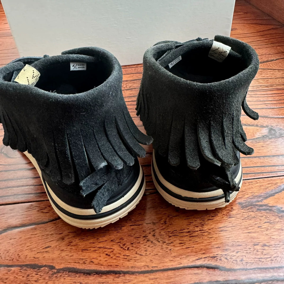 Visvim 18AW Aw Maliseet Shaman Mid Folk Fringe Black Shoes