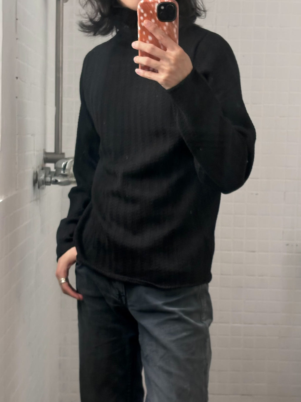 Helmut Lang | 2000s Designer Era Black Turtleneck Sweater
