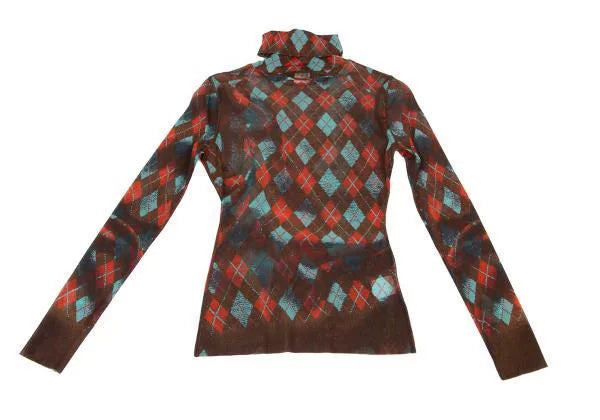 Jean Paul Gaultier Vintage Plaid Mesh Top