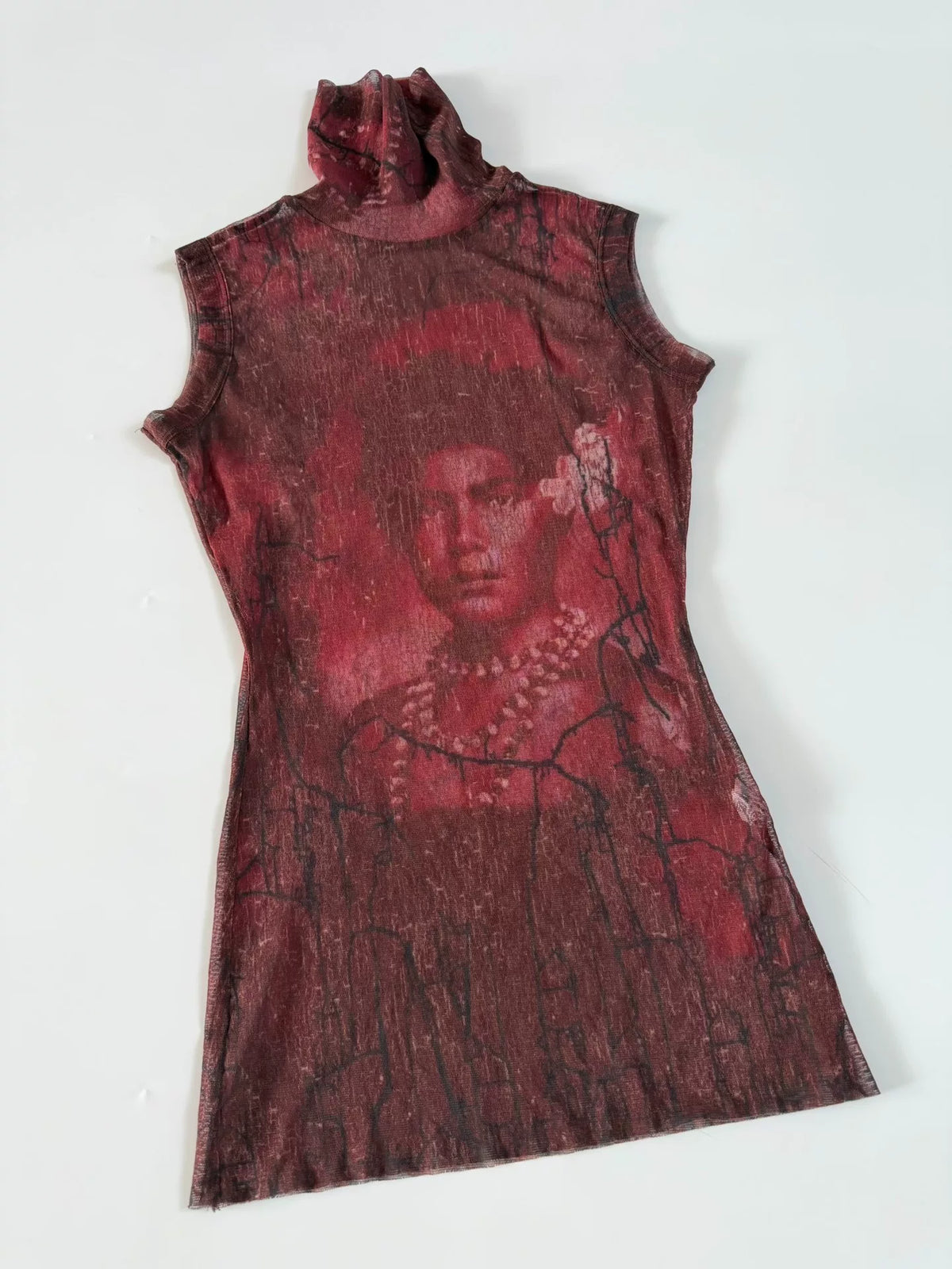 Jean Paul Gaultier Vintage Mesh Portrait Sleeveless Top