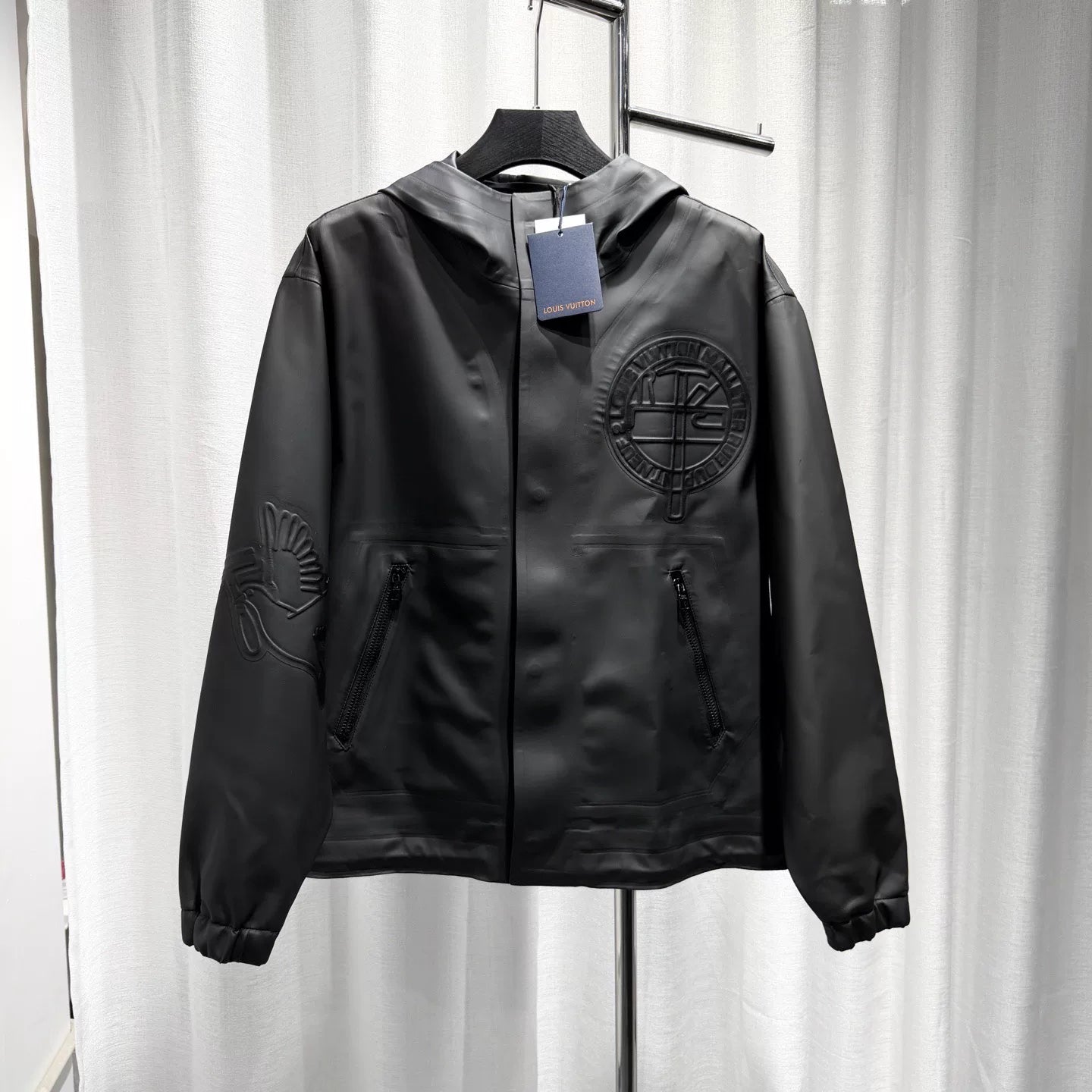 Louis Vuitton Logo Hooded Black Jacket
