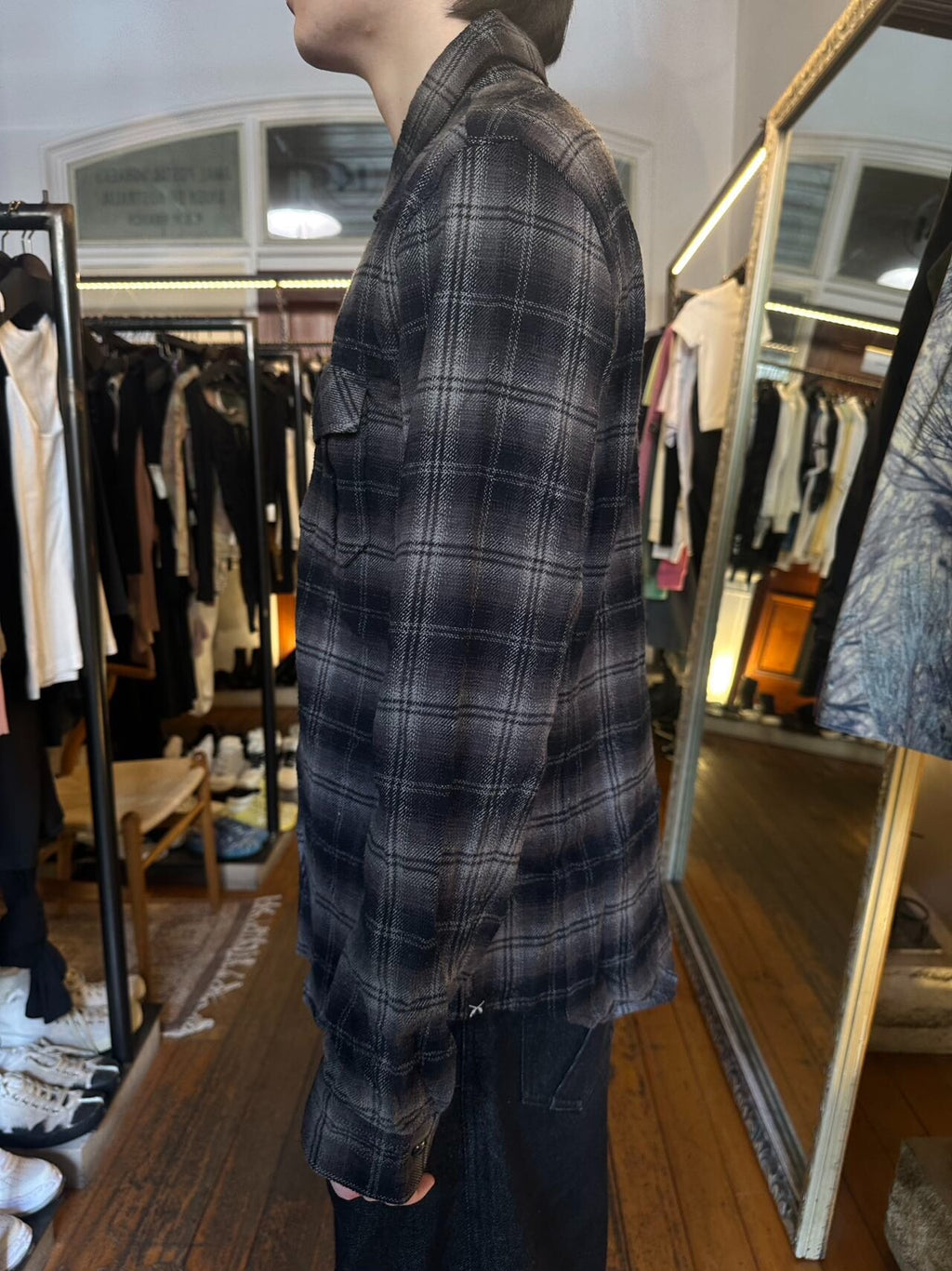 roarguns FW11 Grey Black Plaid Cotton Silk Shirt