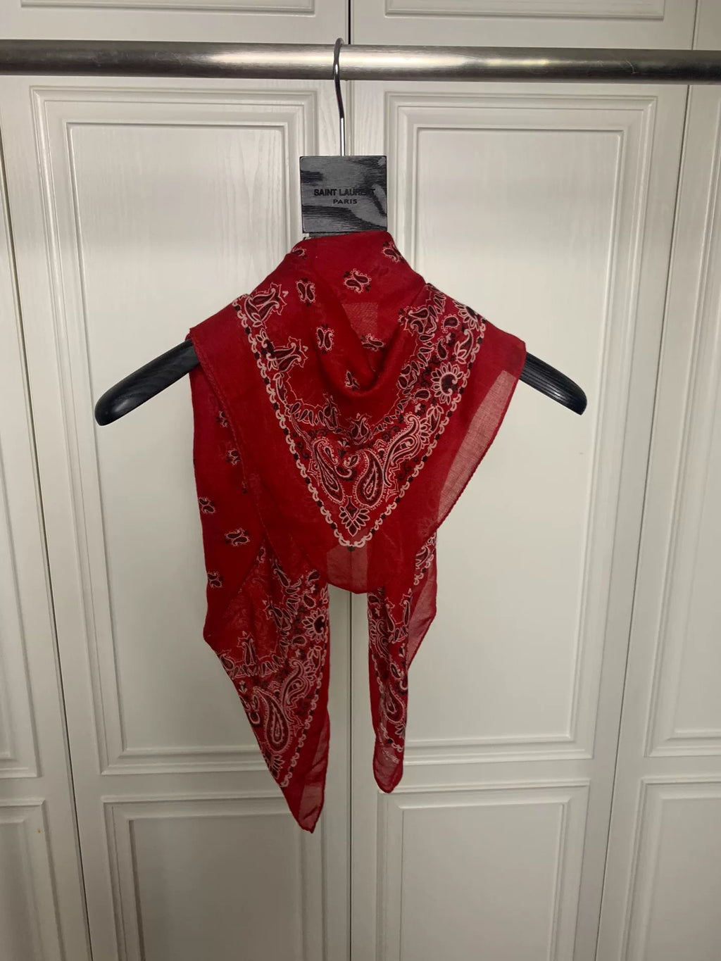 SAINT LAURENT Tom Ford 2014SS Silk Bandana Logo Scarf
