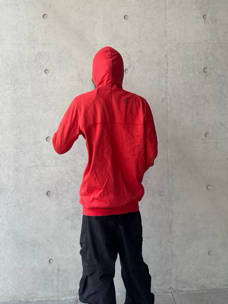 Boris Bidjan Saberi Orange Red Hooded Zip-Up Sweater by bbs