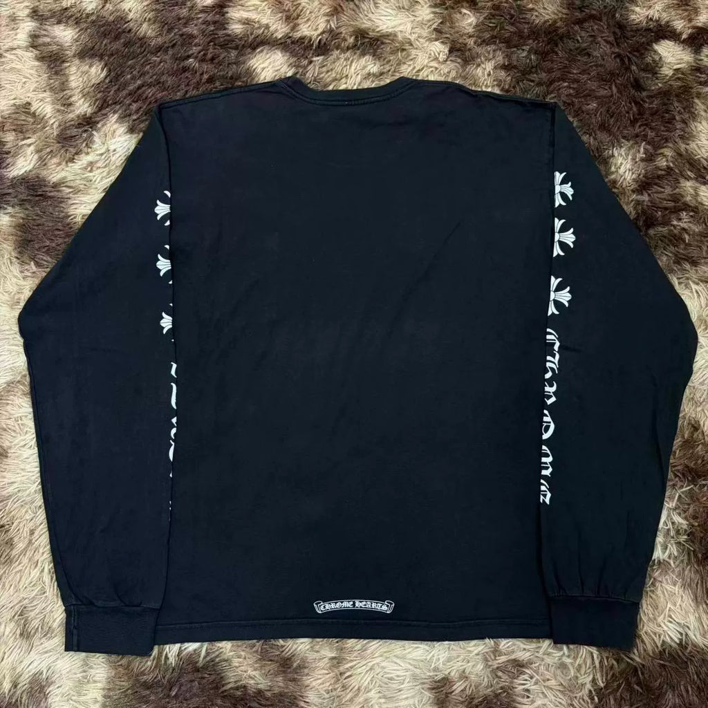 Chrome Hearts Cross Flower Sanskrit Kirin Arm Long Sleeve Top