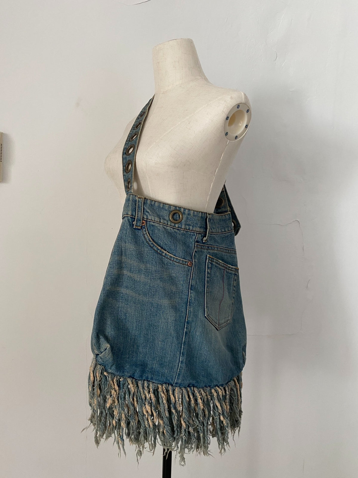 L.G.B Denim Fringe Crossbody Bag