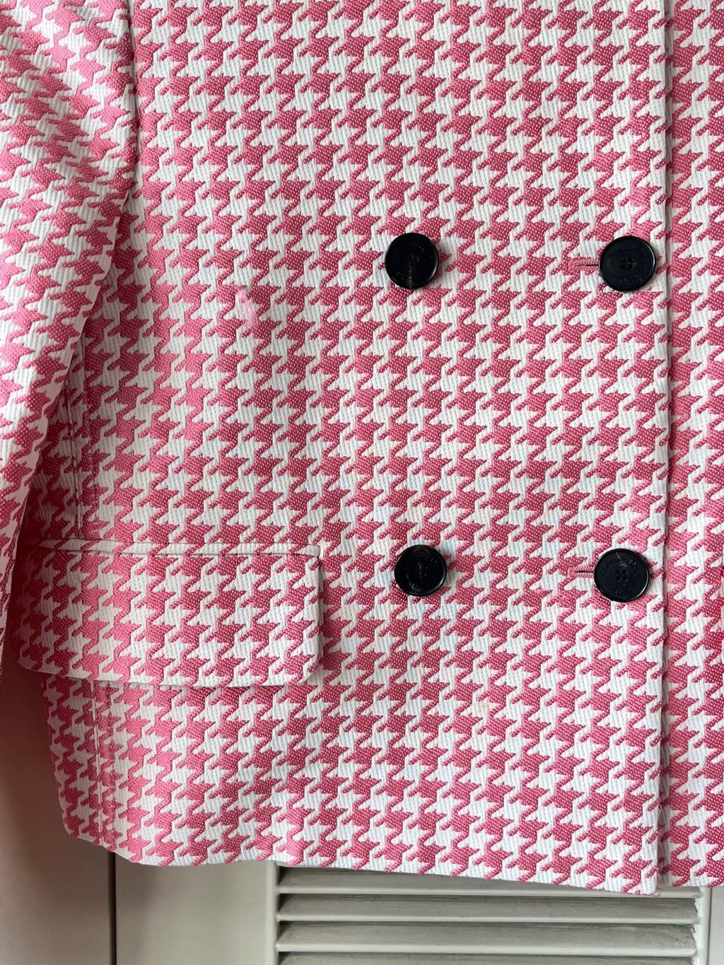 Dior pink houndstooth coat