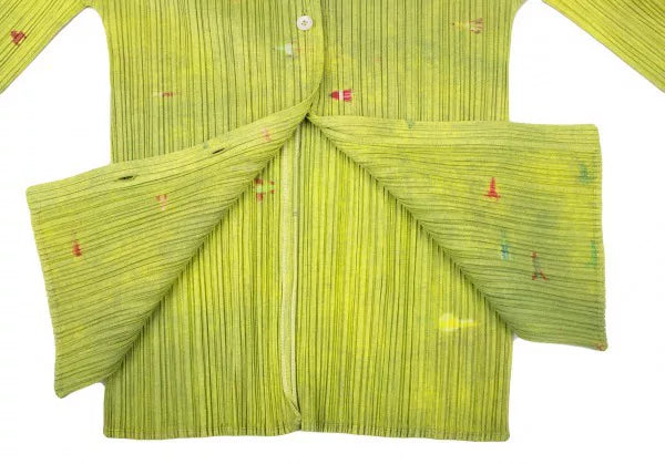 Issey Miyake Vintage Green Floral Pleated Top
