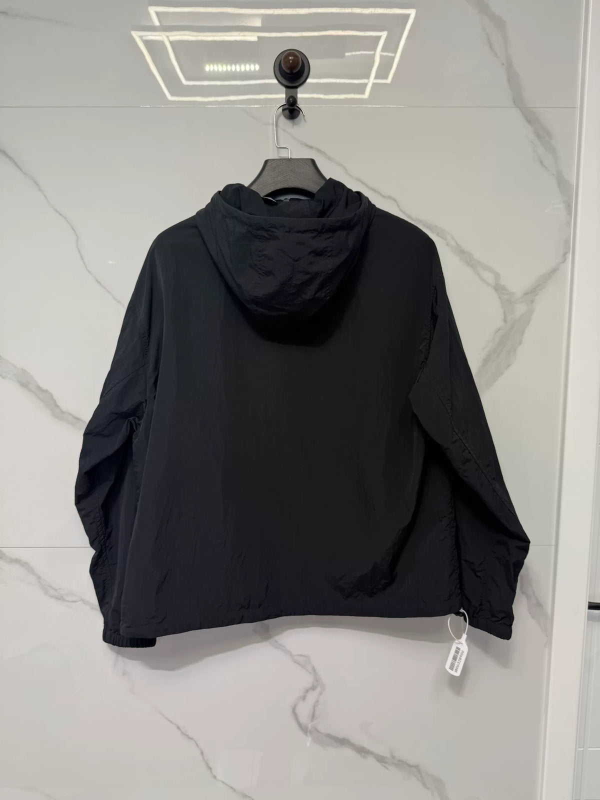 Burberry Black Logo Print Hooded Zip-Up Jacket