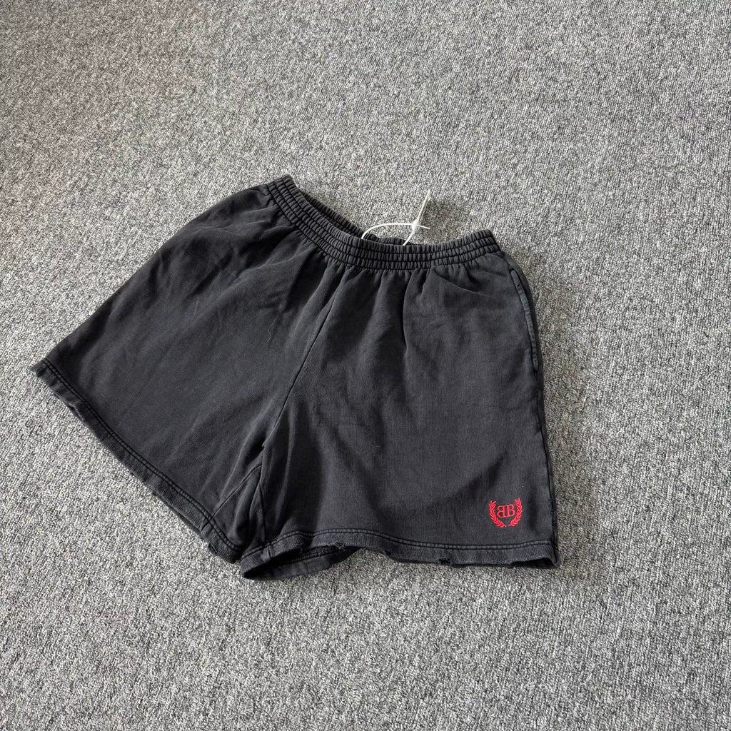 Balenciaga Double B Wheat Ear Embroidered Shorts