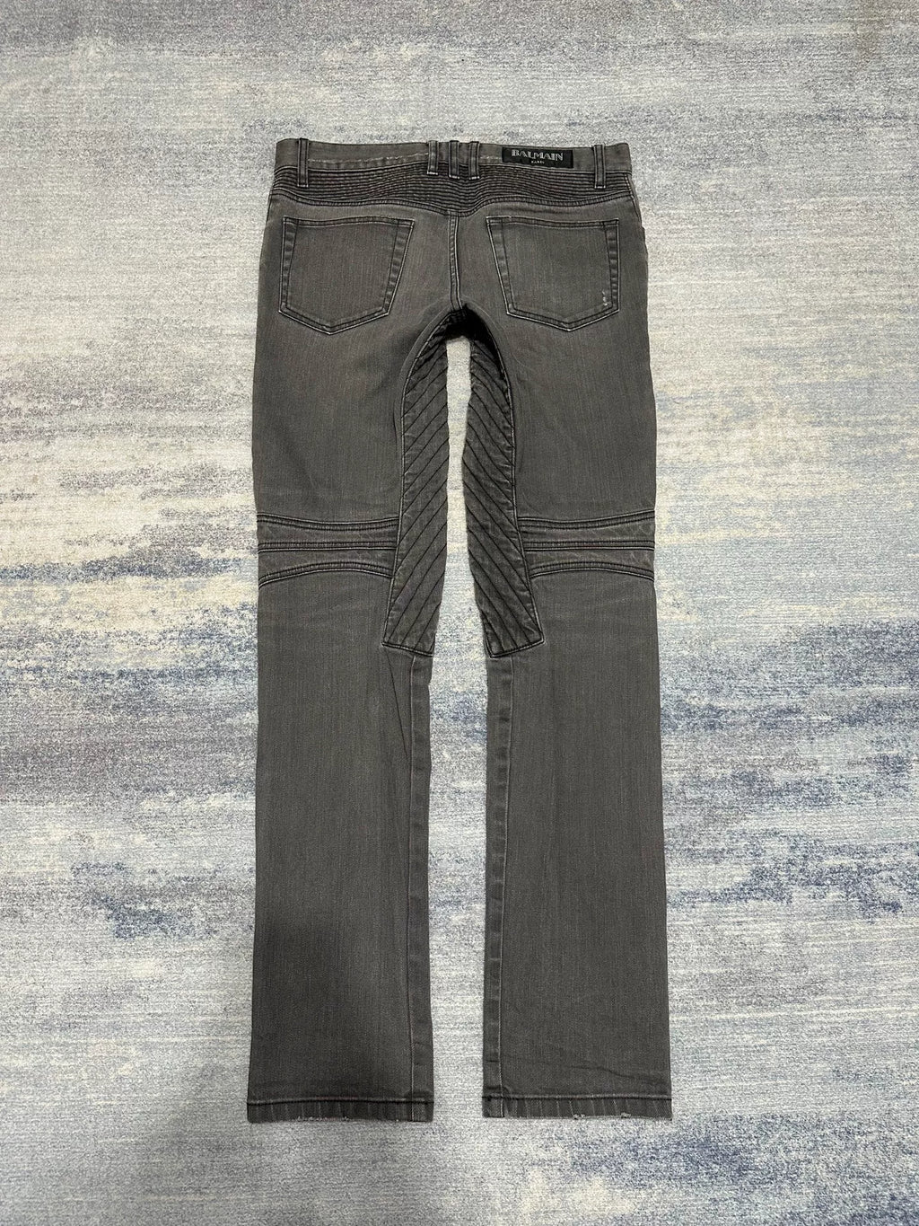 Balmain FW15 Grey Wash Biker Jeans by Olivier Rousteing