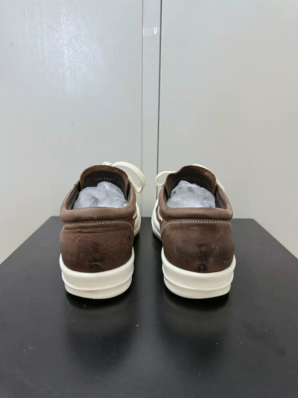 Rick Owens Brown Buffalo Leather Sneakers