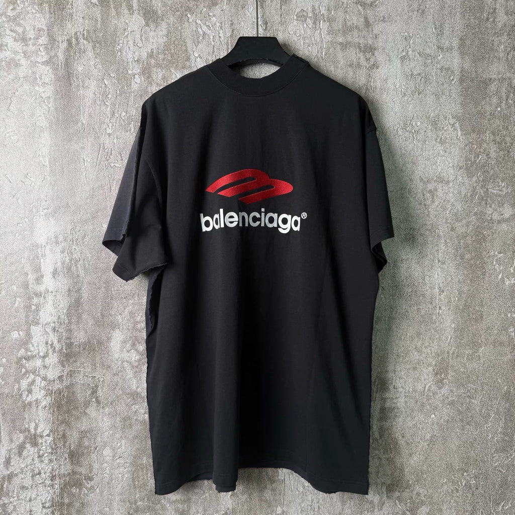 Balenciaga Tape-Panel 3B Racing Logo Short-Sleeve T-Shirt