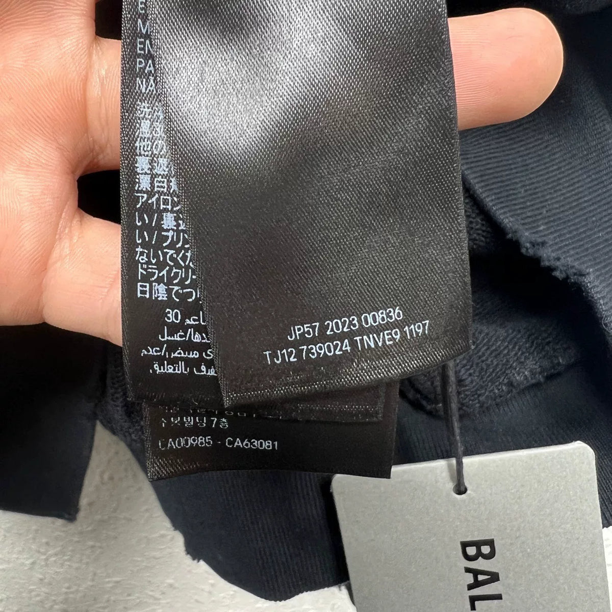 Balenciaga Black Color-Block Letter Logo Print Hooded Sweater