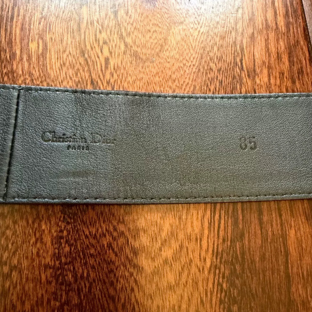 Dior Black Patent Leather All-Over Print Belt
