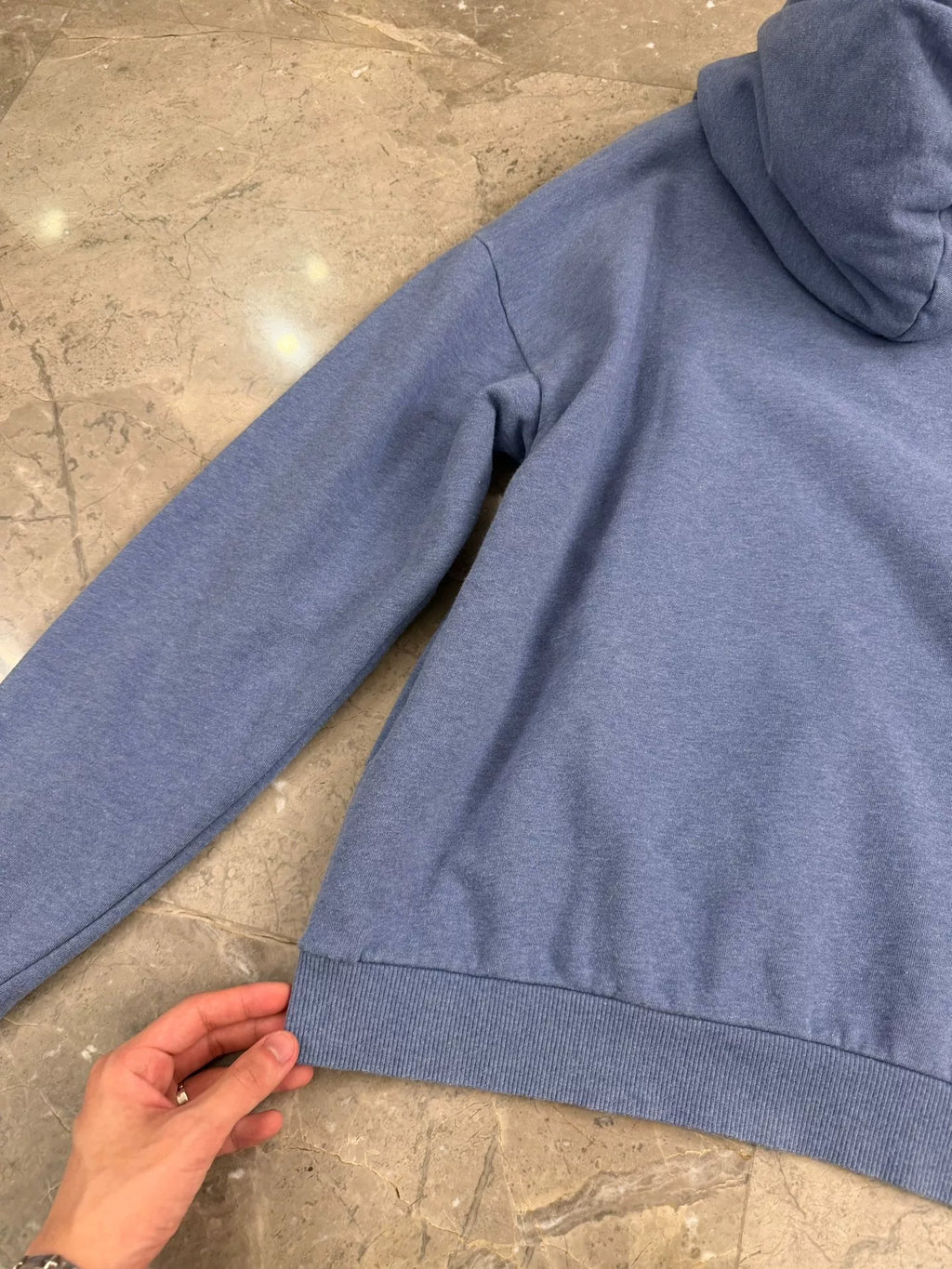Celine Haze Blue Logo Hooded Cotton Sweater by Hedi Slimane