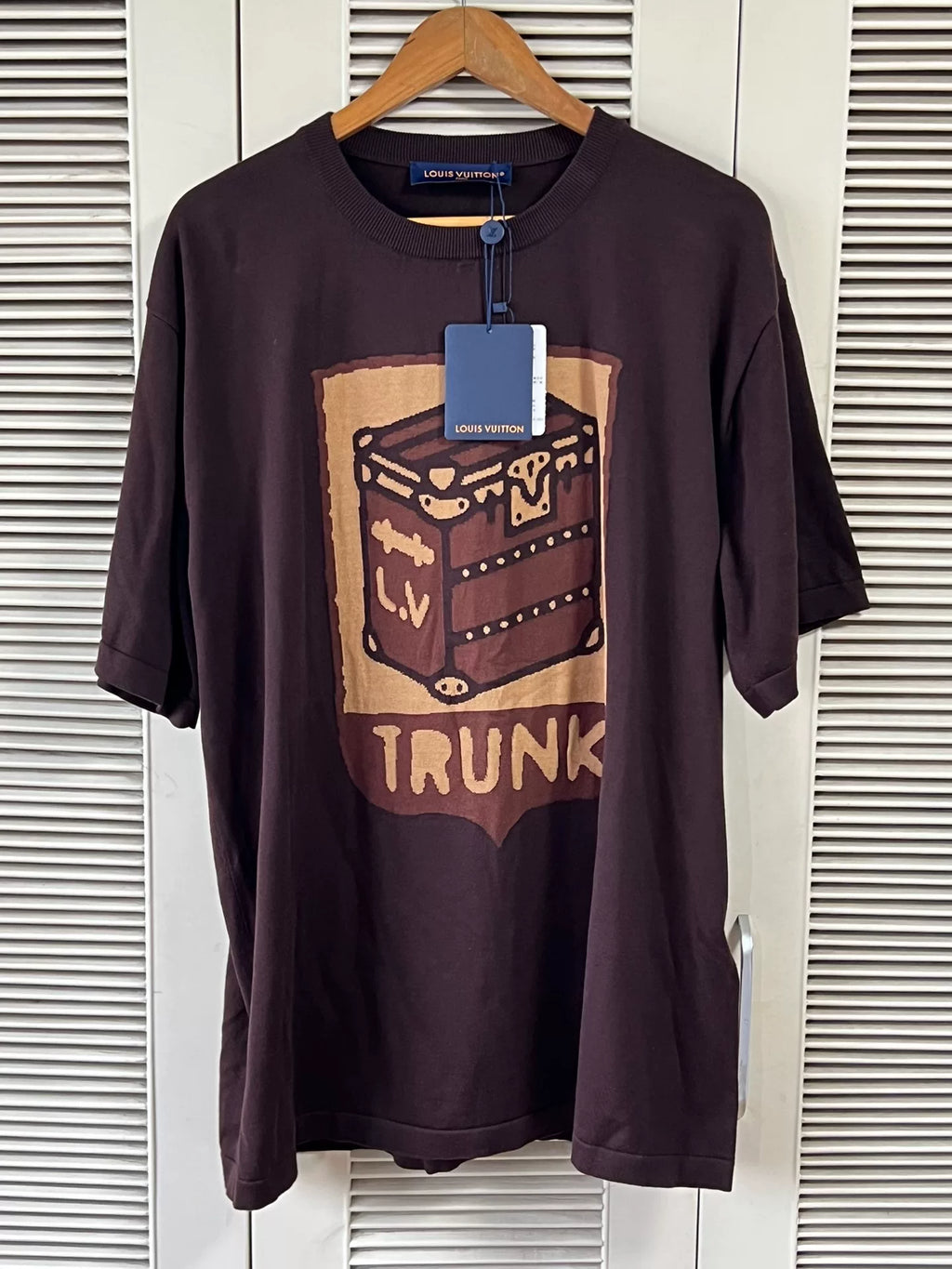 Louis Vuitton Virgil Abloh collaboration brown box logo knit short-sleeve shirt