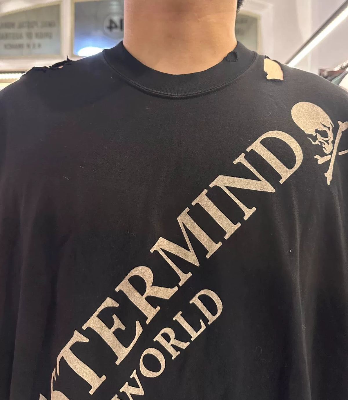 Mastermind World 2024 ORIGINAL Suvin Giza SCENE.XII Black Skull Print Cotton T-Shirt