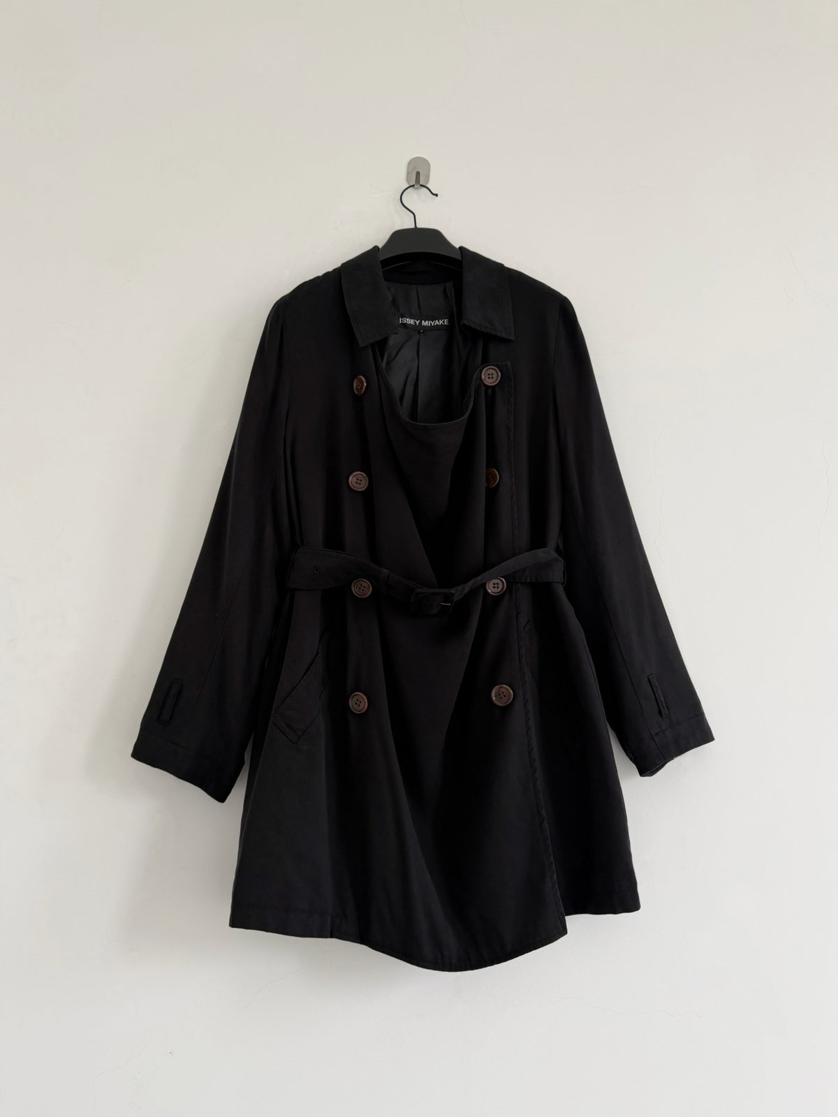Issey Miyake 2005 main line draped collar trench coat