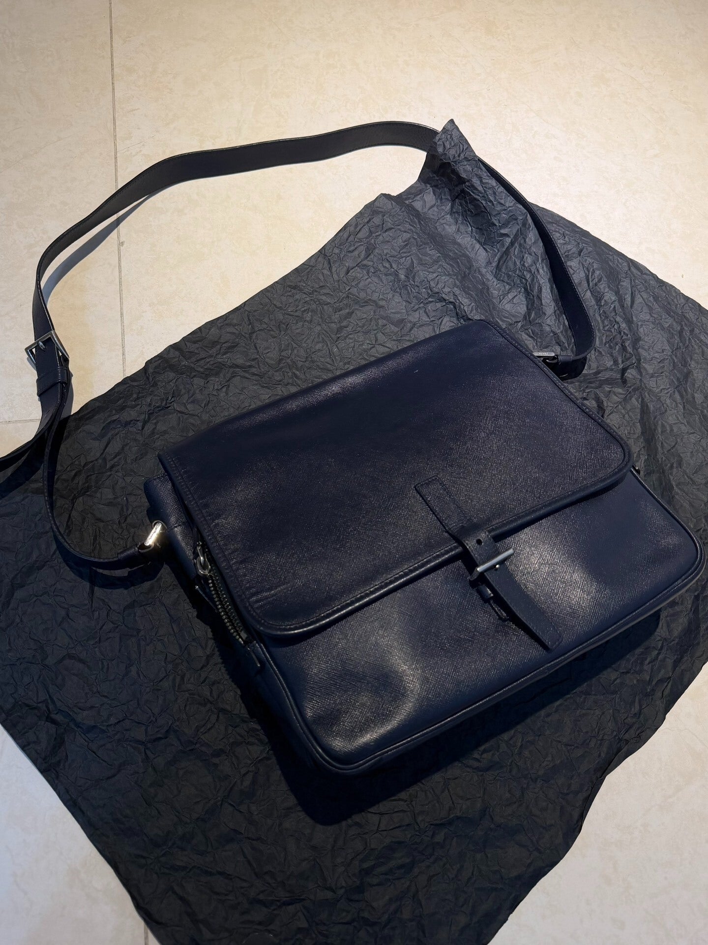 Prada Easy Silver Buckle Micro Logo Crossbody Bag
